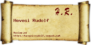 Hevesi Rudolf névjegykártya